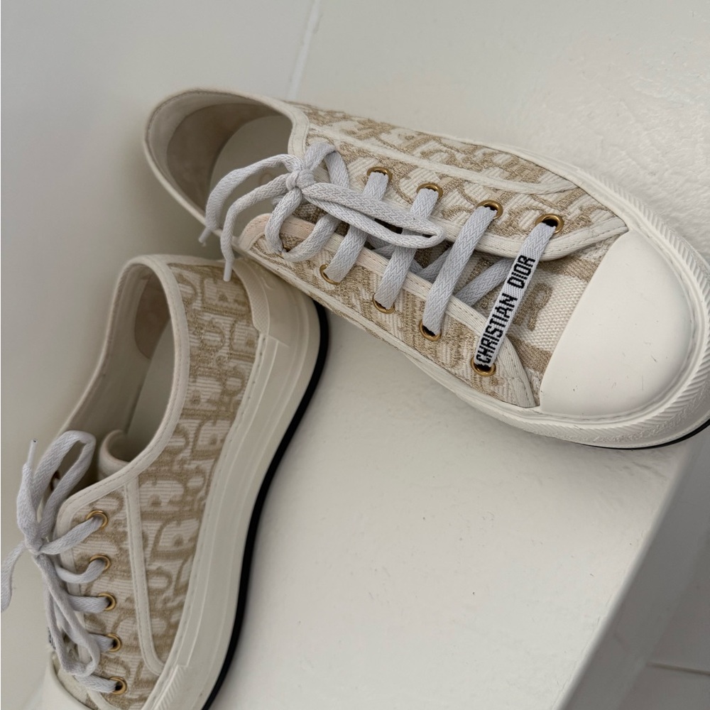 $1200 DIOR Walk’n’Dior Platform Sneaker Gold-Tone Dior Oblique Size 38 - Picture 13 of 16